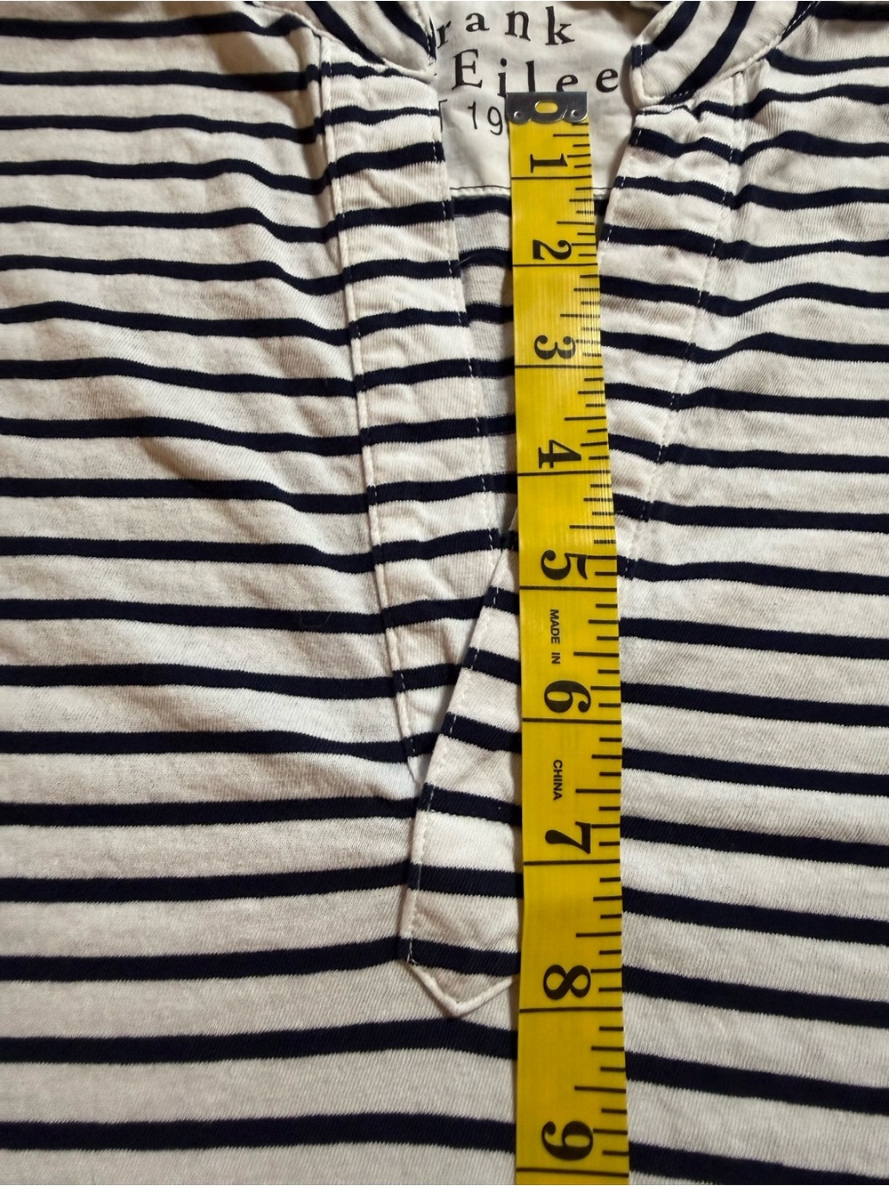 Frank & Eileen Patrick Popover Henley Striped Black and White Size XL - Picture 7 of 10